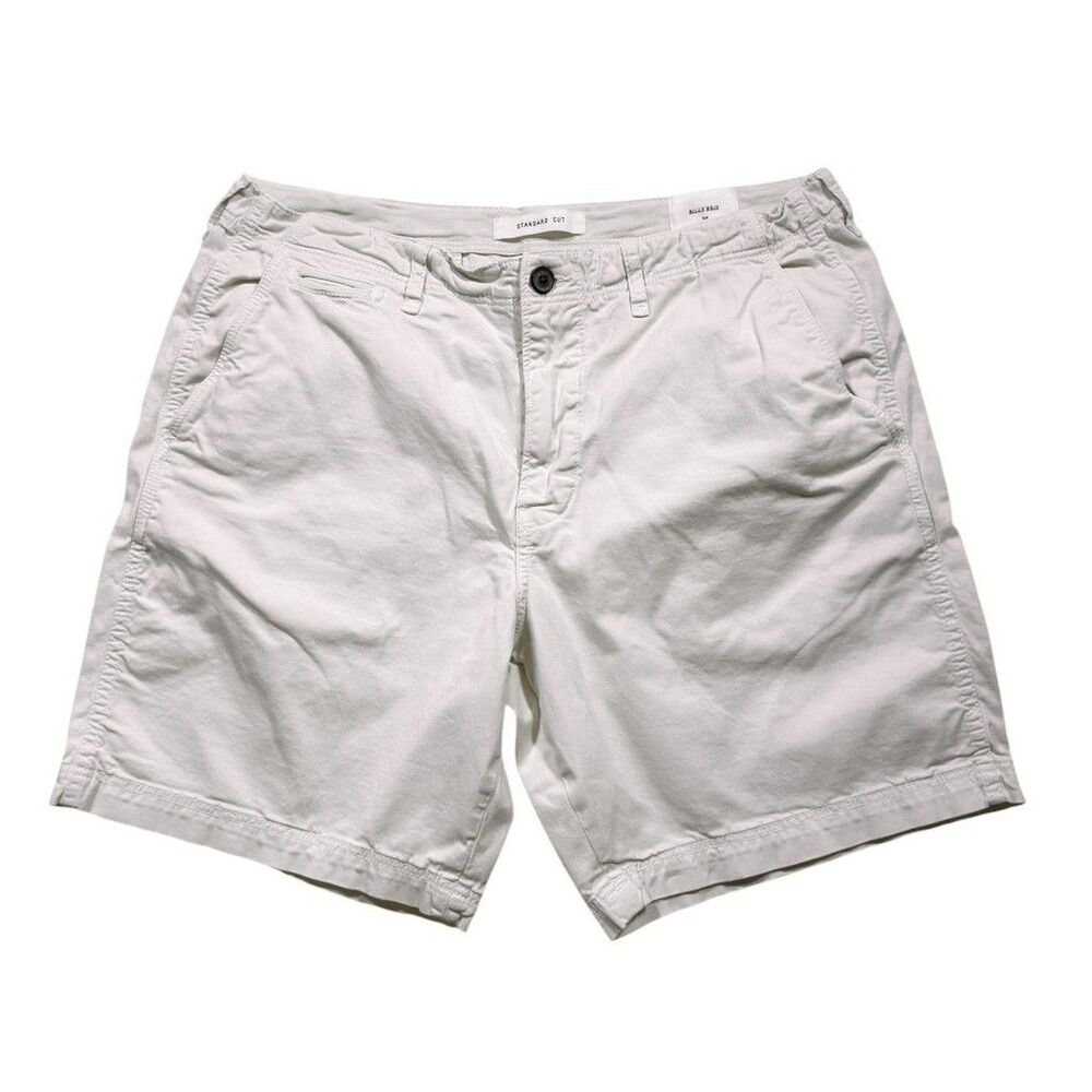 Billy Reid Off-White Flat-Front Cotton Shorts